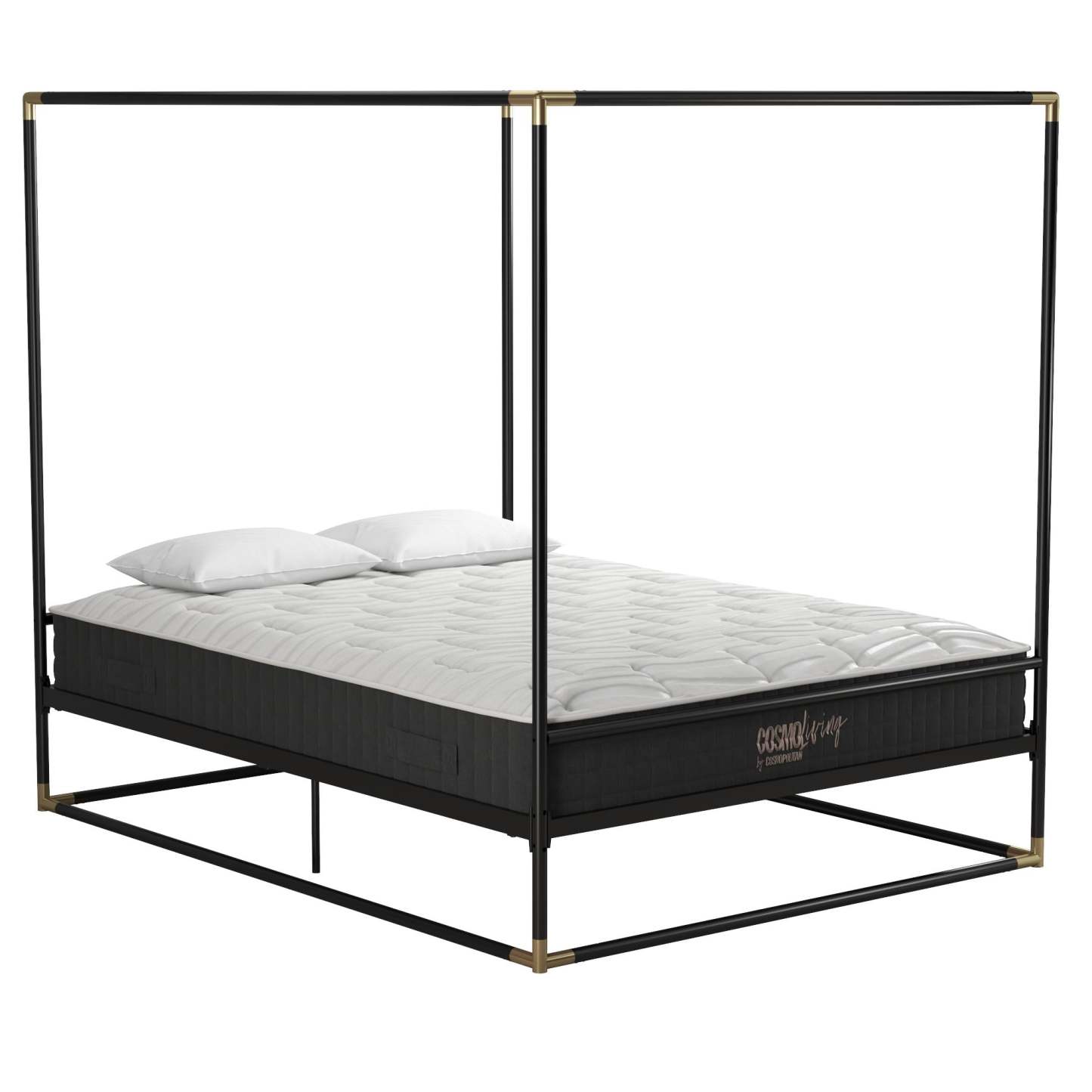 Cosmoliving By Cosmopolitan Celeste Canopy Metal Queen Bed - Black/Gold|Grand lit à baldaquin Celeste de Cosmoliving By Cosmopolitan en métal - noir et doré