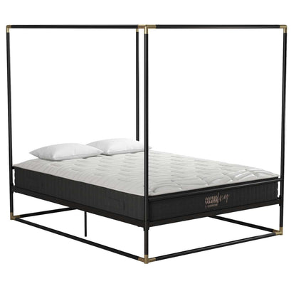 Cosmoliving By Cosmopolitan Celeste Canopy Metal Queen Bed - Black/Gold|Grand lit à baldaquin Celeste de Cosmoliving By Cosmopolitan en métal - noir et doré