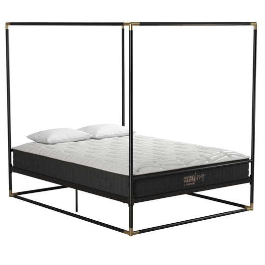 Cosmoliving By Cosmopolitan Celeste Canopy Metal Queen Bed - Black/Gold|Grand lit à baldaquin Celeste de Cosmoliving By Cosmopolitan en métal - noir et doré