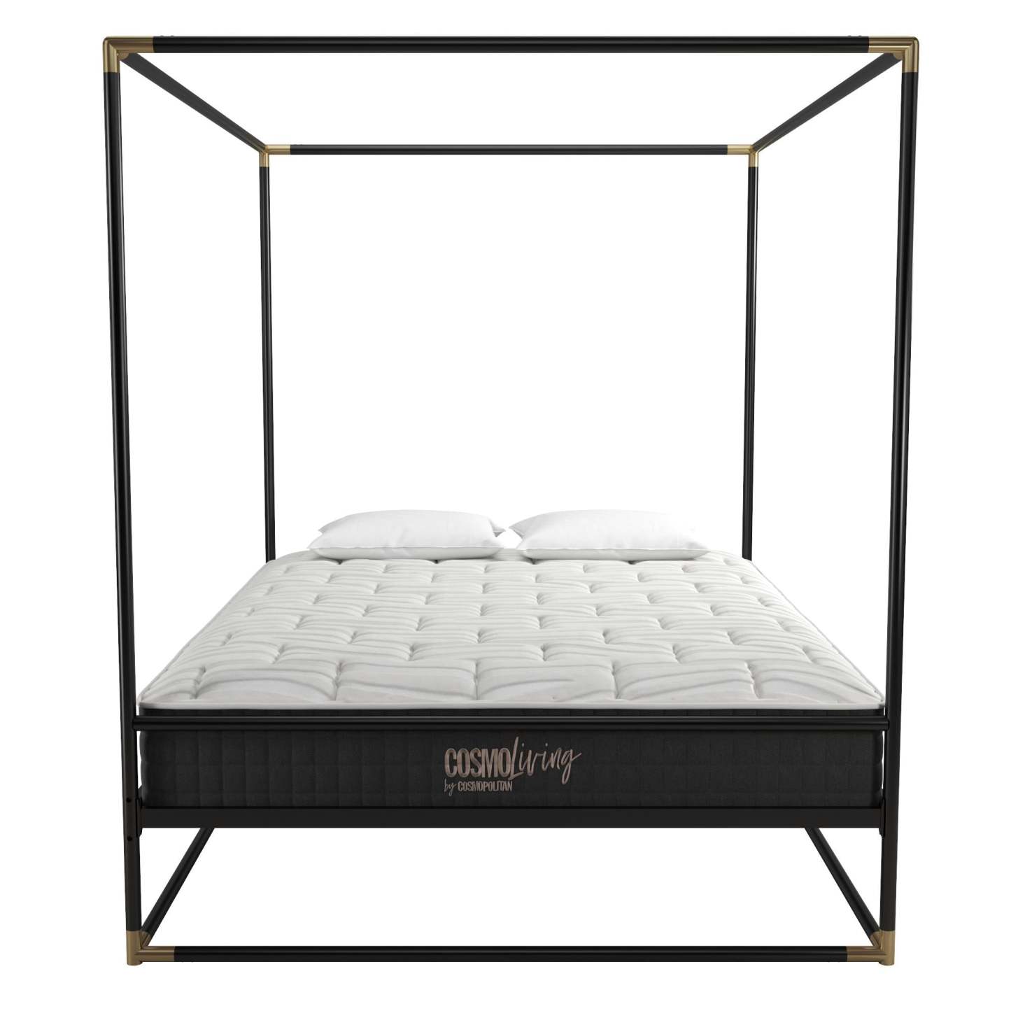 Cosmoliving By Cosmopolitan Celeste Canopy Metal Queen Bed - Black/Gold|Grand lit à baldaquin Celeste de Cosmoliving By Cosmopolitan en métal - noir et doré