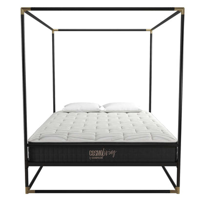 Cosmoliving By Cosmopolitan Celeste Canopy Metal Queen Bed - Black/Gold|Grand lit à baldaquin Celeste de Cosmoliving By Cosmopolitan en métal - noir et doré