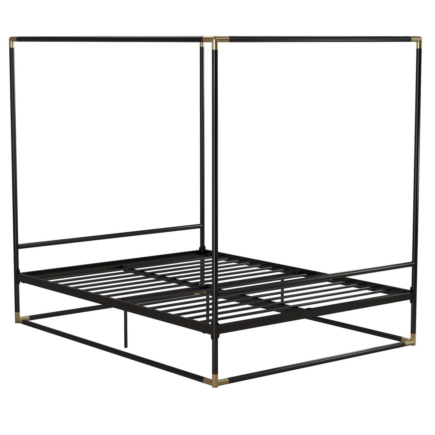 Cosmoliving By Cosmopolitan Celeste Canopy Metal Queen Bed - Black/Gold|Grand lit à baldaquin Celeste de Cosmoliving By Cosmopolitan en métal - noir et doré