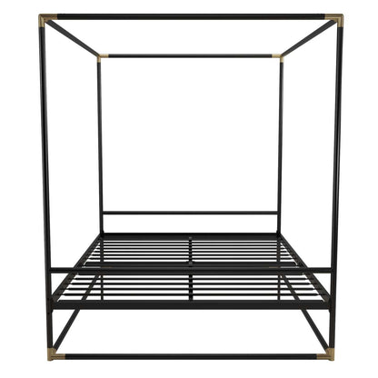 Cosmoliving By Cosmopolitan Celeste Canopy Metal Queen Bed - Black/Gold|Grand lit à baldaquin Celeste de Cosmoliving By Cosmopolitan en métal - noir et doré
