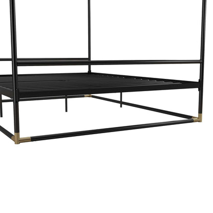 Cosmoliving By Cosmopolitan Celeste Canopy Metal Queen Bed - Black/Gold|Grand lit à baldaquin Celeste de Cosmoliving By Cosmopolitan en métal - noir et doré