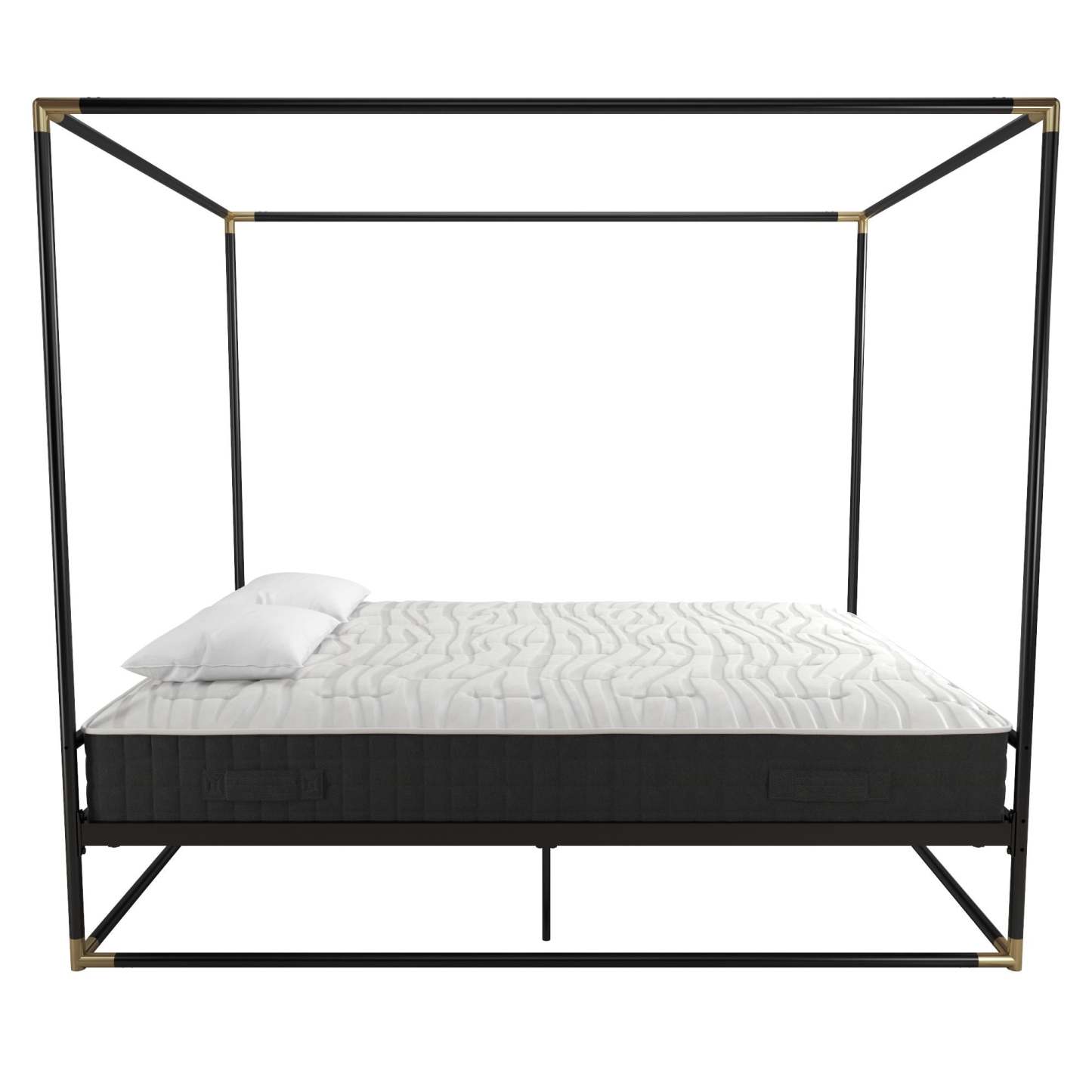 Cosmoliving By Cosmopolitan Celeste Canopy Metal Queen Bed - Black/Gold|Grand lit à baldaquin Celeste de Cosmoliving By Cosmopolitan en métal - noir et doré