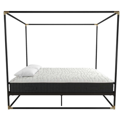 Cosmoliving By Cosmopolitan Celeste Canopy Metal Queen Bed - Black/Gold|Grand lit à baldaquin Celeste de Cosmoliving By Cosmopolitan en métal - noir et doré
