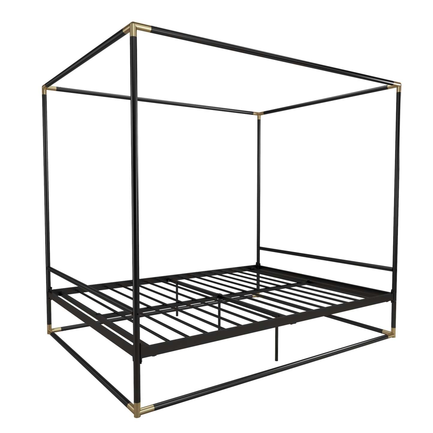 Cosmoliving By Cosmopolitan Celeste Canopy Metal Queen Bed - Black/Gold|Grand lit à baldaquin Celeste de Cosmoliving By Cosmopolitan en métal - noir et doré