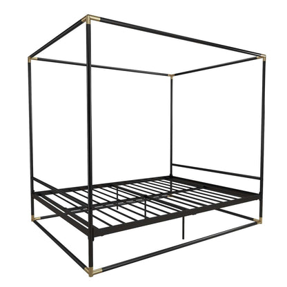 Cosmoliving By Cosmopolitan Celeste Canopy Metal Queen Bed - Black/Gold|Grand lit à baldaquin Celeste de Cosmoliving By Cosmopolitan en métal - noir et doré