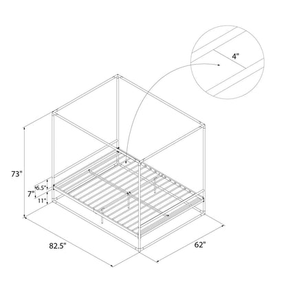 Cosmoliving By Cosmopolitan Celeste Canopy Metal Queen Bed - Black/Gold|Grand lit à baldaquin Celeste de Cosmoliving By Cosmopolitan en métal - noir et doré