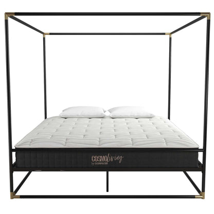 Cosmoliving By Cosmopolitan Celeste Canopy Metal King Bed - Black/Gold|Très grand lit à baldaquin Celeste de Cosmoliving By Cosmopolitan en métal - noir et doré