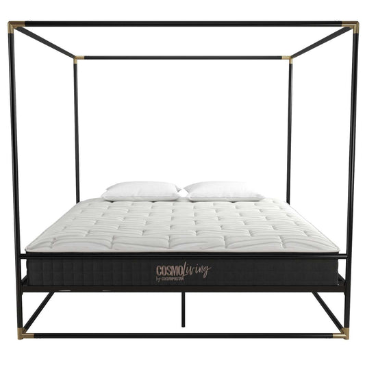 Cosmoliving By Cosmopolitan Celeste Canopy Metal King Bed - Black/Gold|Très grand lit à baldaquin Celeste de Cosmoliving By Cosmopolitan en métal - noir et doré