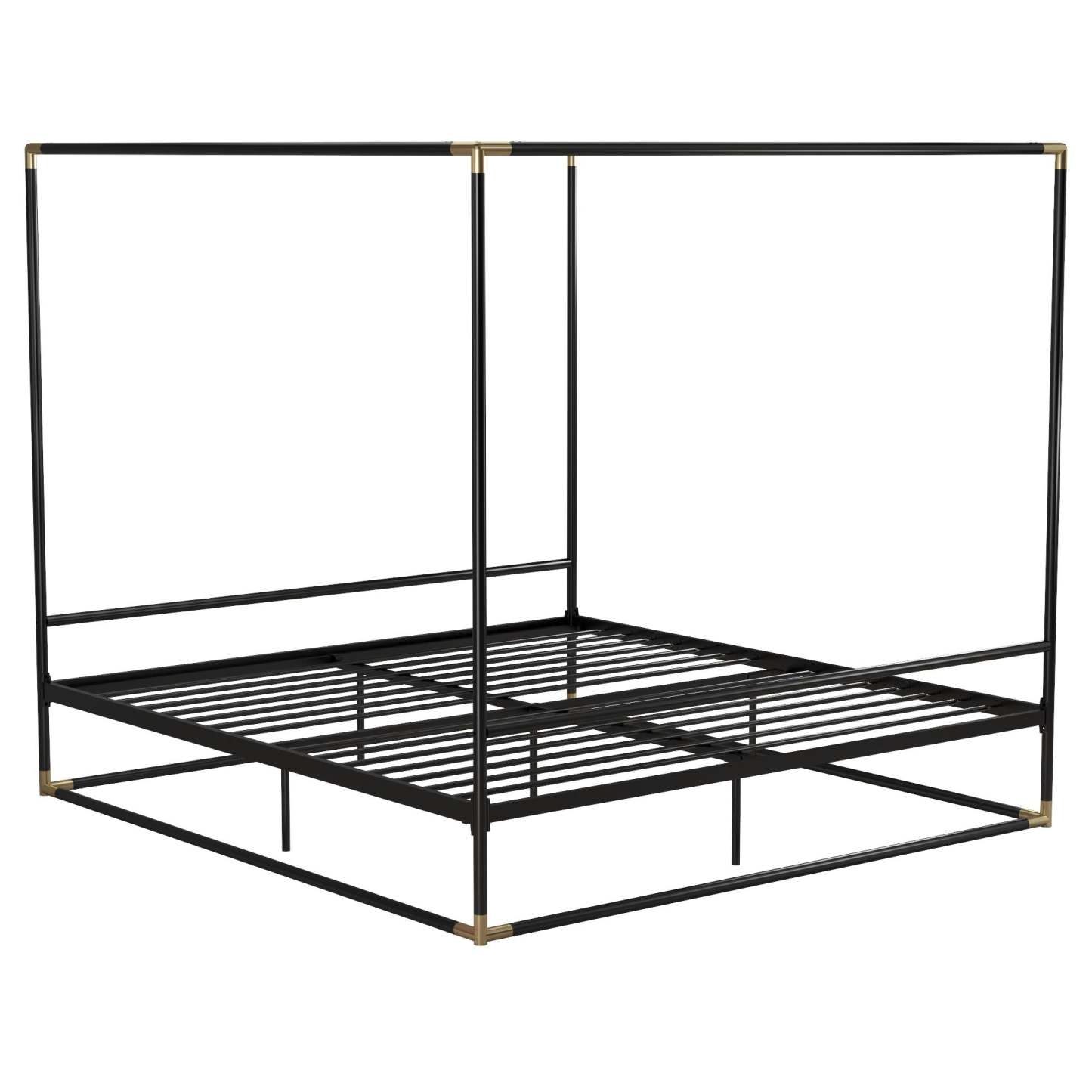 Cosmoliving By Cosmopolitan Celeste Canopy Metal King Bed - Black/Gold|Très grand lit à baldaquin Celeste de Cosmoliving By Cosmopolitan en métal - noir et doré
