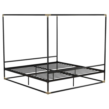 Cosmoliving By Cosmopolitan Celeste Canopy Metal King Bed - Black/Gold|Très grand lit à baldaquin Celeste de Cosmoliving By Cosmopolitan en métal - noir et doré
