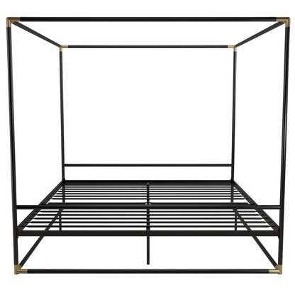 Cosmoliving By Cosmopolitan Celeste Canopy Metal King Bed - Black/Gold|Très grand lit à baldaquin Celeste de Cosmoliving By Cosmopolitan en métal - noir et doré