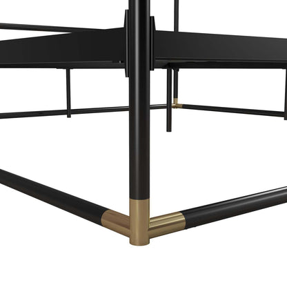 Cosmoliving By Cosmopolitan Celeste Canopy Metal King Bed - Black/Gold|Très grand lit à baldaquin Celeste de Cosmoliving By Cosmopolitan en métal - noir et doré