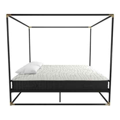 Cosmoliving By Cosmopolitan Celeste Canopy Metal King Bed - Black/Gold|Très grand lit à baldaquin Celeste de Cosmoliving By Cosmopolitan en métal - noir et doré