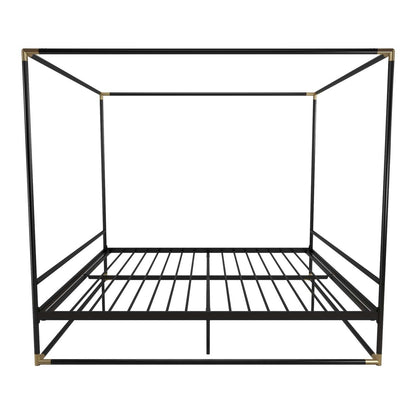 Cosmoliving By Cosmopolitan Celeste Canopy Metal King Bed - Black/Gold|Très grand lit à baldaquin Celeste de Cosmoliving By Cosmopolitan en métal - noir et doré
