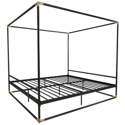 Cosmoliving By Cosmopolitan Celeste Canopy Metal King Bed - Black/Gold|Très grand lit à baldaquin Celeste de Cosmoliving By Cosmopolitan en métal - noir et doré