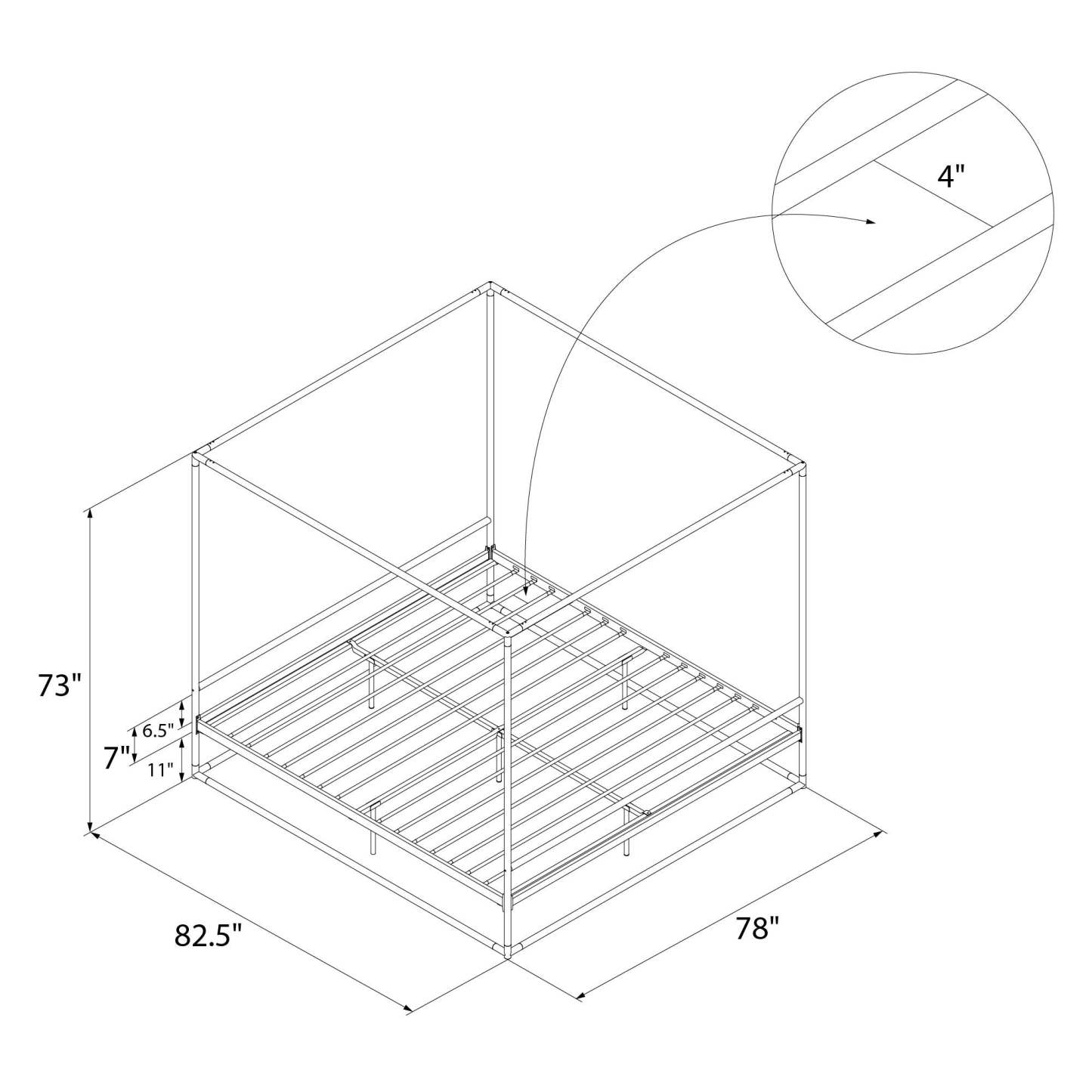 Cosmoliving By Cosmopolitan Celeste Canopy Metal King Bed - Black/Gold|Très grand lit à baldaquin Celeste de Cosmoliving By Cosmopolitan en métal - noir et doré