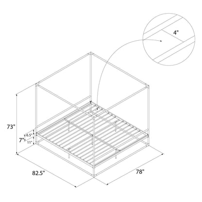 Cosmoliving By Cosmopolitan Celeste Canopy Metal King Bed - Black/Gold|Très grand lit à baldaquin Celeste de Cosmoliving By Cosmopolitan en métal - noir et doré