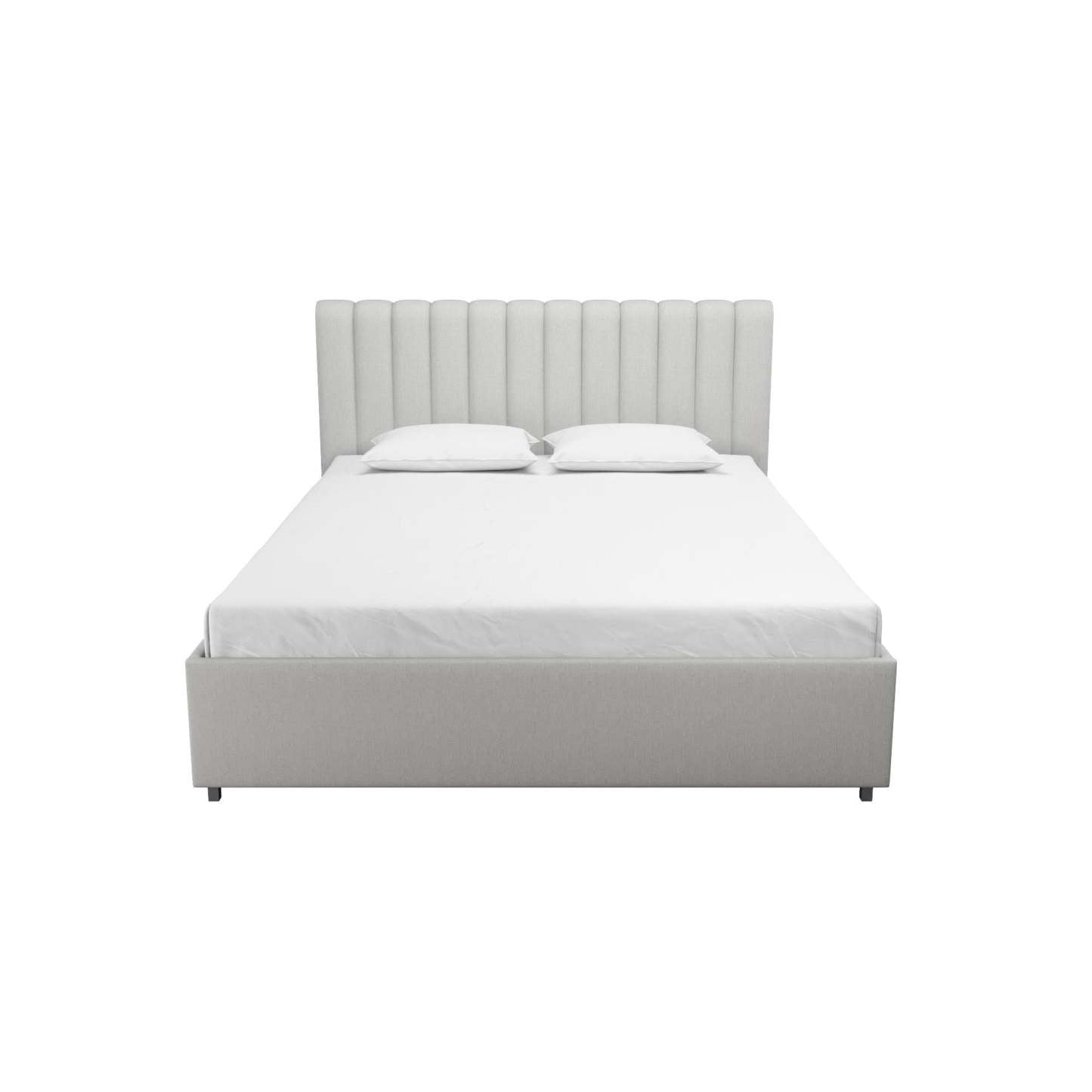 Lit Queen en tissu Novogratz Brittany avec tiroirs de rangement - Gris clair|Grand lit Brittany de Novogratz en tissu avec tiroirs de rangement - gris clair