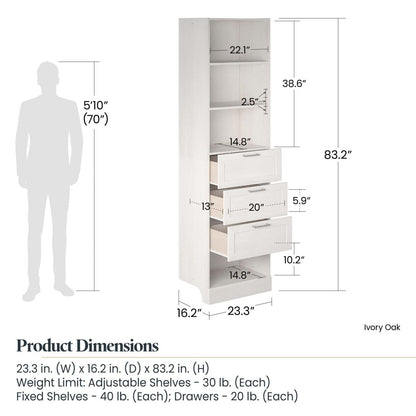 Dorel Home Elba 3-Drawer Modular Closest Unit - Chêne ivoire|Meuble de garde-robe modulaire Elba Dorel Home à 3 tiroirs - chêne ivoire