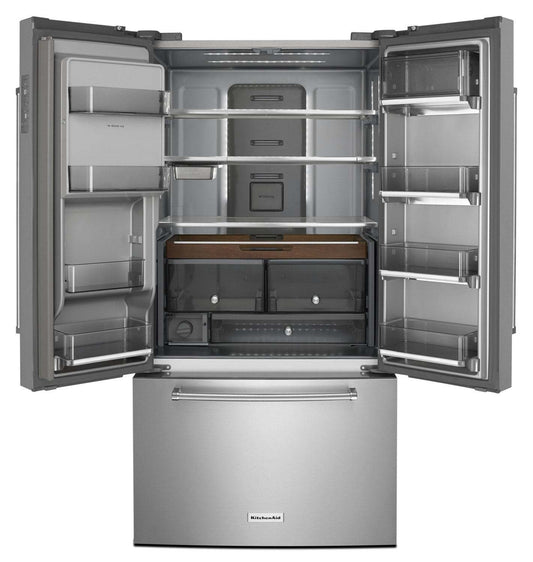 Réfrigérateur KitchenAid de 24 pi³ et de 36 po à portes françaises - acier inoxydable avec finition PrintShield™ - KRFC…