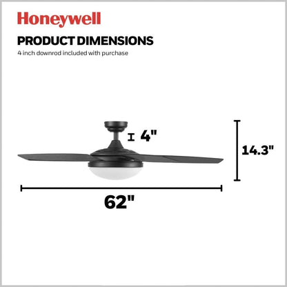 Ventilateur de plafond Honeywell Carmel 48 pouces avec lumière intégrée et télécommande