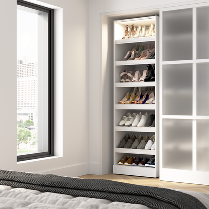 Système de garde-robe modulaire Florence de Bestar de 25 po avec tablette pour chaussures et éclairage à DEL - blanc