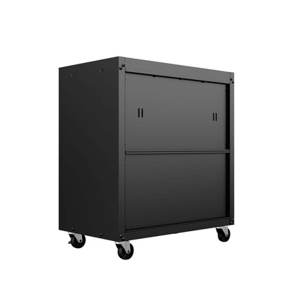 Manhattan Comfort Fortress Textured Metal 31.5 Garage Mobile Chest with 3 Drawers - Charcoal Grey|Commode verticale mobile Fortress de Manhattan Comfort de 31,5 po en métal texturé avec 3 tiroirs pour le garage - gris anthracite