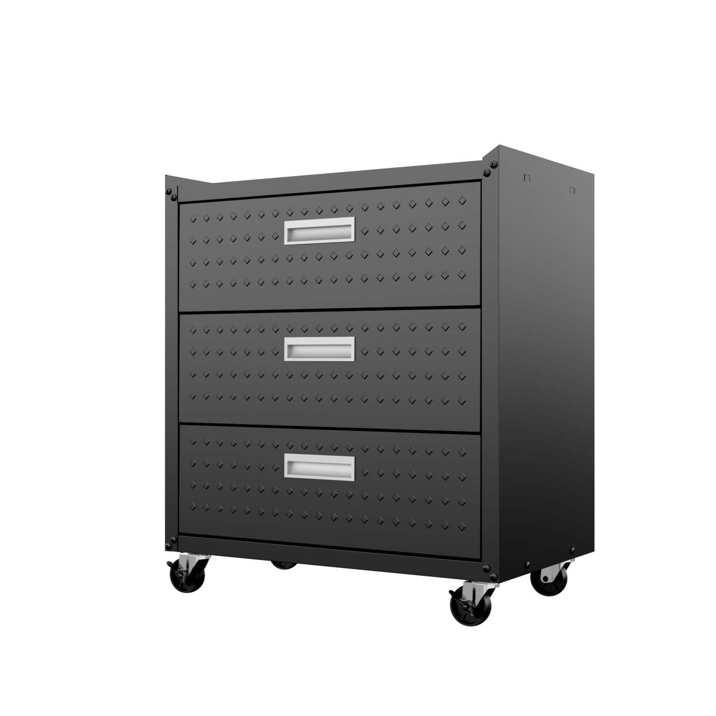 Manhattan Comfort Fortress Textured Metal 31.5 Garage Mobile Chest with 3 Drawers - Charcoal Grey|Commode verticale mobile Fortress de Manhattan Comfort de 31,5 po en métal texturé avec 3 tiroirs pour le garage - gris anthracite