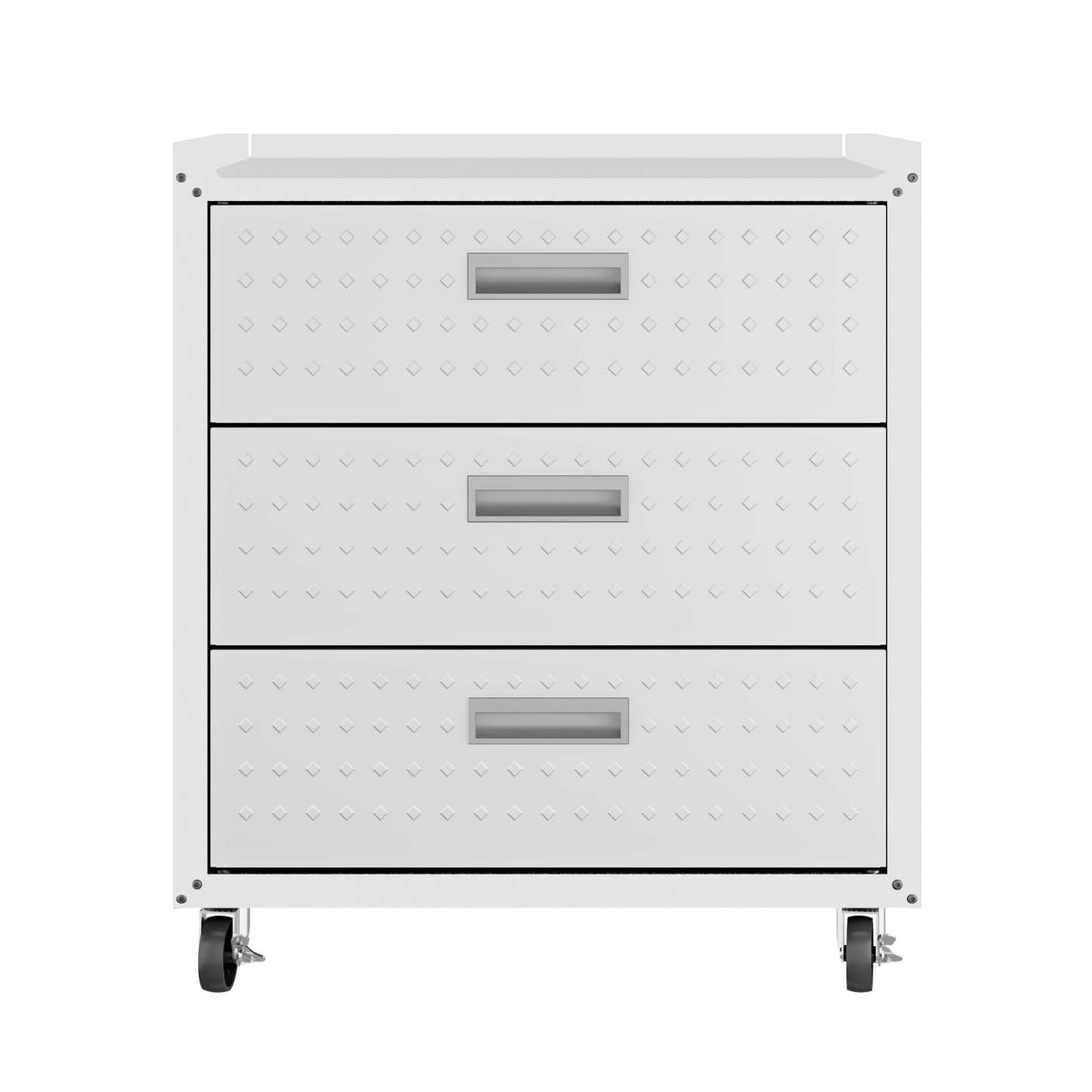 Manhattan Comfort Fortress Textured Metal 31.5 Garage Mobile Chest with 3 Drawers - Blanc|Commode verticale mobile Fortress de Manhattan Comfort de 31,5 po en métal texturé avec 3 tiroirs pour le garage - blanc