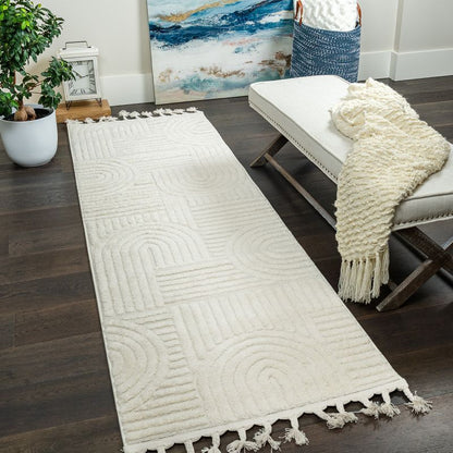 Quinto Geo Circles Shag Area Rug - 2'7 x 8'|Tapis à poil long Quinto à motif de cercles géométriques - 2 pi 7 po x 8 pi