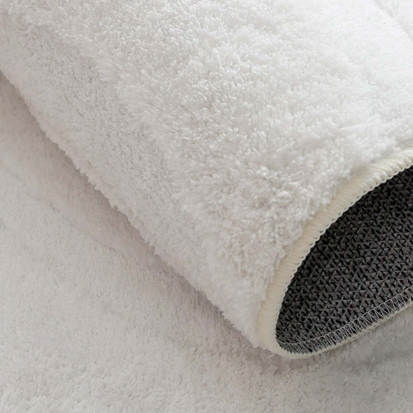 Tapis à poils longs lavable à vagues blanches nacrées, 8'x10', tapis d'intérieur | Tapis Lavable A Poils Longs Motif Vagues Blanc Perle 8'x10'