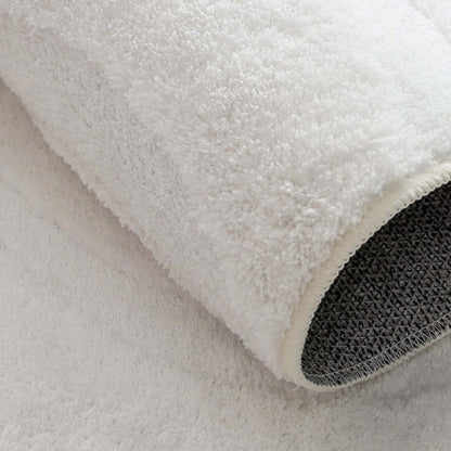 Tapis à poils longs lavable à vagues blanches nacrées, 8'x10', tapis d'intérieur | Tapis Lavable A Poils Longs Motif Vagues Blanc Perle 8'x10'