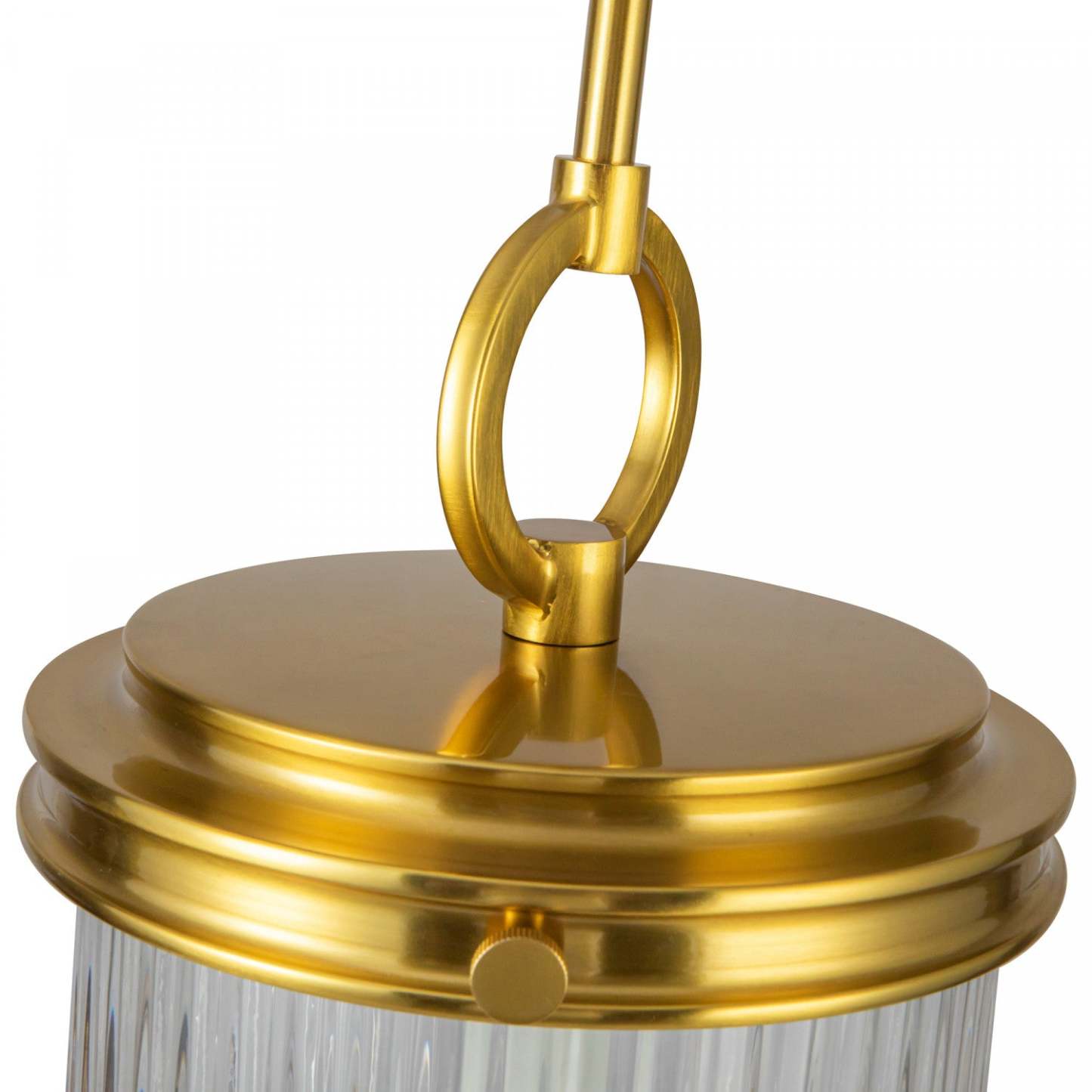 Suspension Myla à 1 lumière, laiton vintage avec lampe en verre nervuré | Suspension A 1 lampe Myla, Laiton Retro Et Verre Nervure