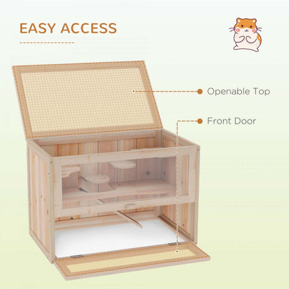 Pawhut Cage En Bois Pour Hamster Cochon D'inde Chinchilla Maison Pour Animaux 2 Niveaux Habitat Pour Petits Animaux W/ Op
