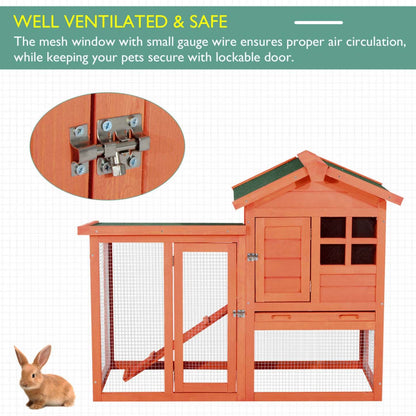 Pawhut 48" X 24 X 36 Deluxe Waterproof Rabbit Clapier En Bois Pour Lapin Cage Pour Petits Animaux Avec Ladd|Pawhut 121,9 X 61 X 91,4 Cm Clapier De Luxe représenté En Bois Pour Lapin Cage Pour Petits Animaux Avec