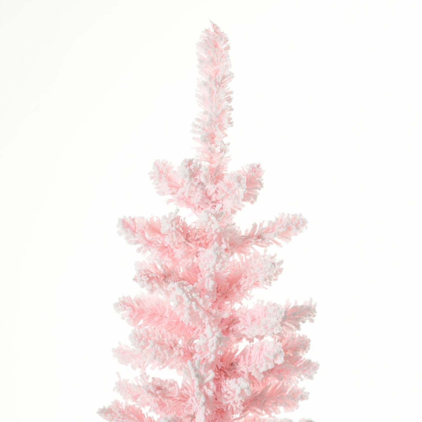 Homcom Sapin de Noël artificiel floqué mince de 6' avec lumière, rose | Homcom Sapin de Noël Artificiel Floconné de Neige de 6 Pi avec Lumière, Rose