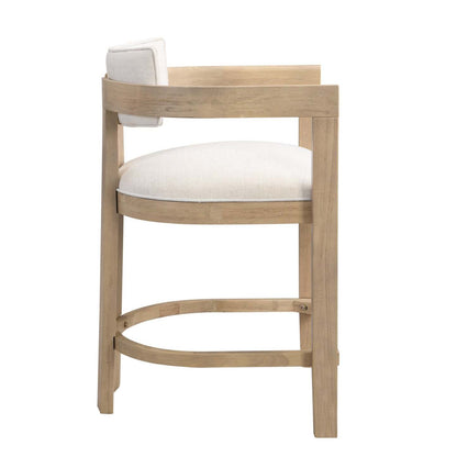 Tiffany 26 Ensemble De 2 Tabourets (Hauteur De Comptoir) Avec Structure En Bois Massif, Tissu Aspect Lin - Fini Naturel