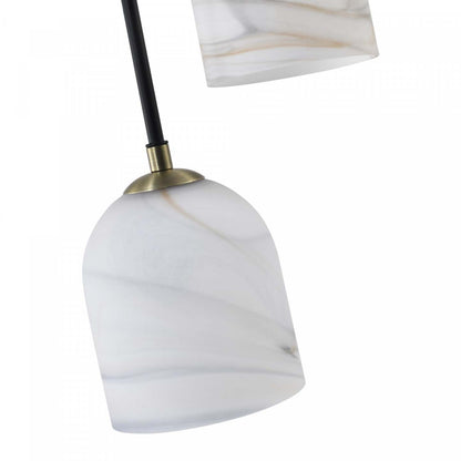 Lustre Crema à 8 lumières 18,5, noir, laiton brossé avec lampe en verre de style albâtre | Lustre A 8 lampes Crema De 18,5 po, Noir, Laiton Brosse Avec Verre Genre Albatre