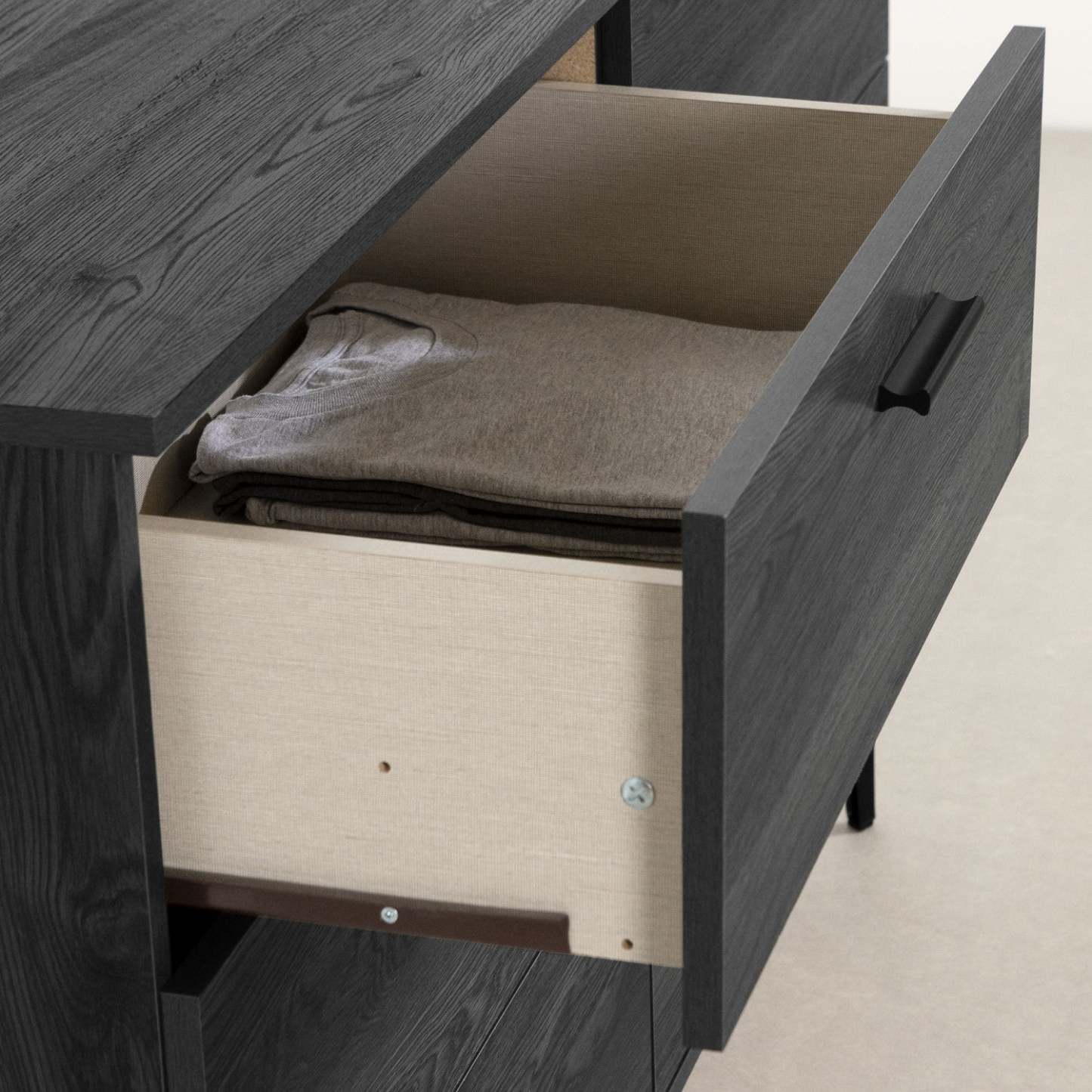 Commode Musano à 6 tiroirs avec pieds en métal - Chêne gris | Commode Musano à 6 tiroirs avec pattes en métal - chêne gris