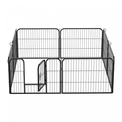 Pawhut Heavy Duty Dog Playpen, 8 Panel 23.5 Height Metal Pet Puppy Exercise Pen, Diy Design, Outdoo|Luxe Parc Enclos Modulable Acier 8 Panneaux Et 1 Porte Pour Chiens 80l X 60h Cm Noir