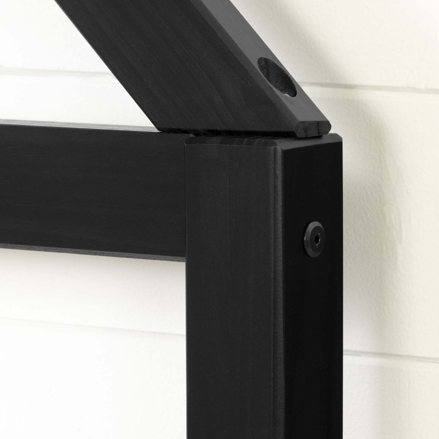 Lit simple Sweedi avec tête de lit à cadre maison - Noir mat | Sweedi Lit avec tête de lit maison Simple - Noir mat | D83GUTJH