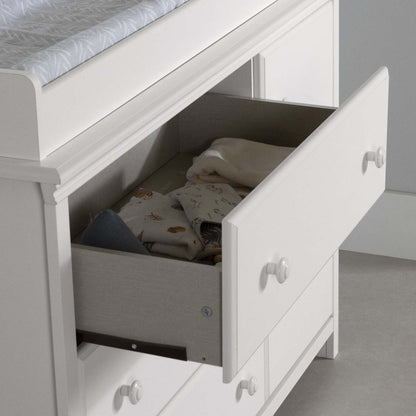 Cotton Candy Changing Table With Removable Changing Station - Pure White | Cotton Candy Table A Langer Avec Pourtour Amovible - Blanc Solide