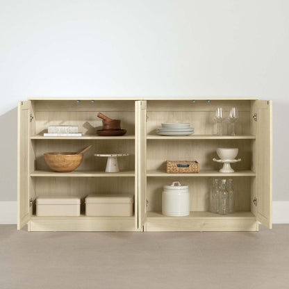 Ensemble de 2 buffets Arum avec étagères en chêne blanchi - Buffet South Shore