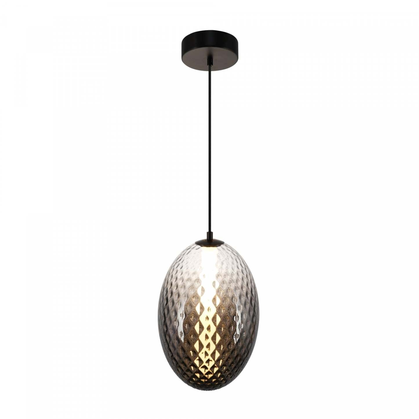 Suspension LED intégrée Celeste 10, fumée avec lampe en verrerie diamant | Suspension A Del Integrees Celeste De 10 po, Fume Avec Verre Diamante