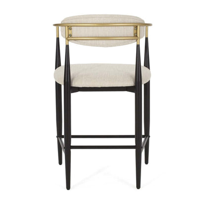 Ensemble de 2 tabourets de comptoir Aubrey avec dossier ouvert, revêtement en tissu, structure en métal - Beige | Ensemble De 2 Tabourets De Comptoir Aubrey Avec Dossier Ouvert, Revêtement En Tissu, Structure En Métal – Beige