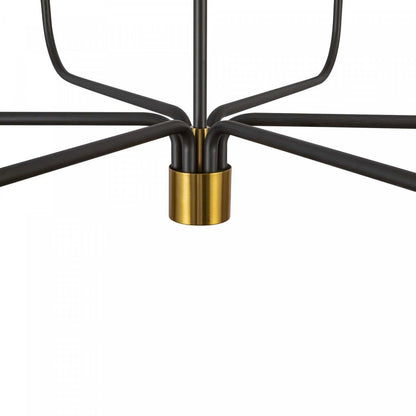 Providence 6 Light Chandelier, Black, Brushed Brass Lamp | Lustre A 6 lampes Providence, Noir, Laiton Brosse