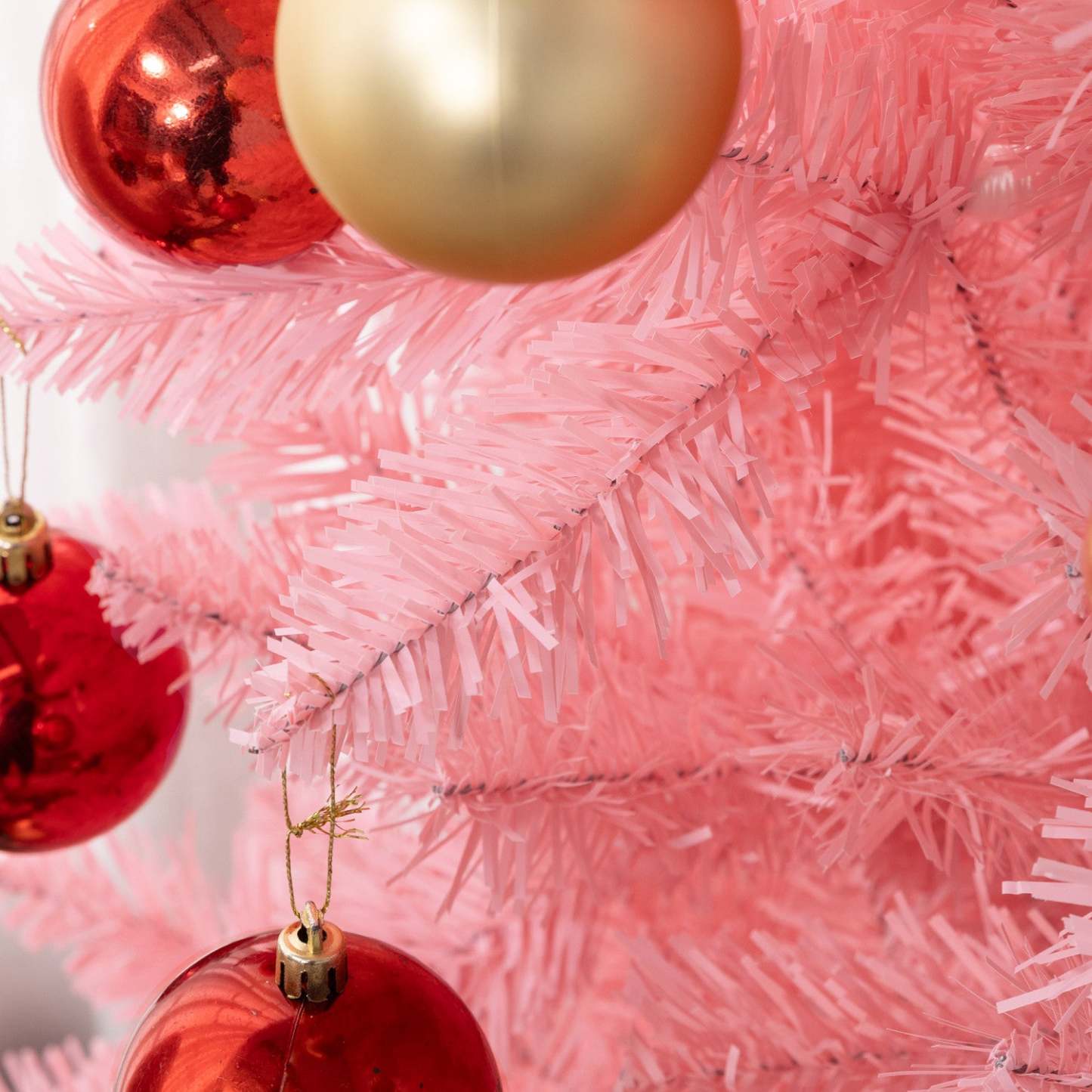 Homcom Arbre De Noël Artificiel De 7pi De Haut Avec Base En Acier, Rose